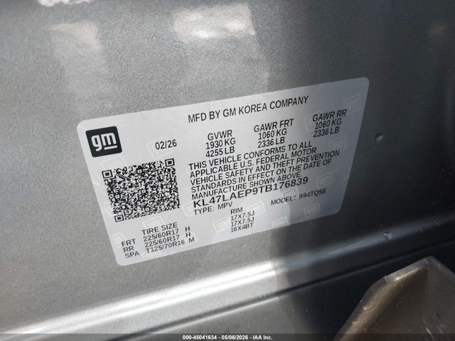 2026 Buick Envista Preferred Fwd მანქანა იყიდება აუქციონზე, vin: KL47LAEP9TB176839, აუქციონის ნომერი: 45041634