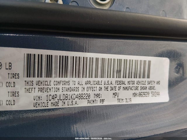 Продажа на аукционе авто 2019 Jeep Cherokee Limited Fwd, vin: 1C4PJLDB1KD488220, номер лота: 45041643