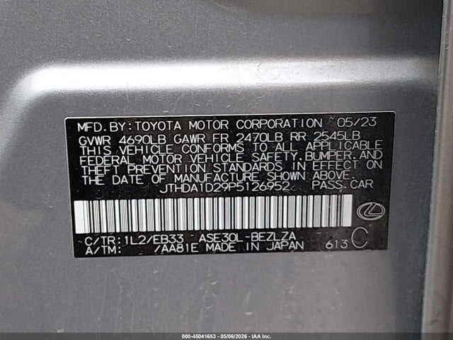 Продаж на аукціоні авто 2023 Lexus Is 300, vin: JTHDA1D29P5126952, номер лоту: 45041653