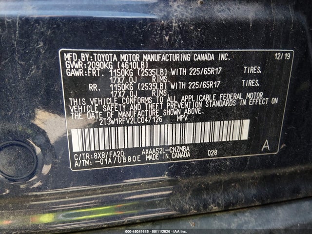Toyota Rav4 Xle 2020 2T3W1RFV2LC047126 Image 9