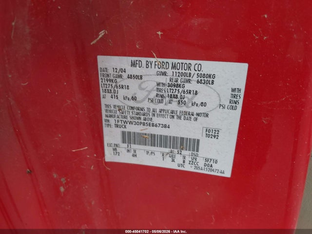 45041702 :رقم المزاد ، 1FTWW30P85EB67384 vin ، 2005 Ford F-350 مزاد بيع