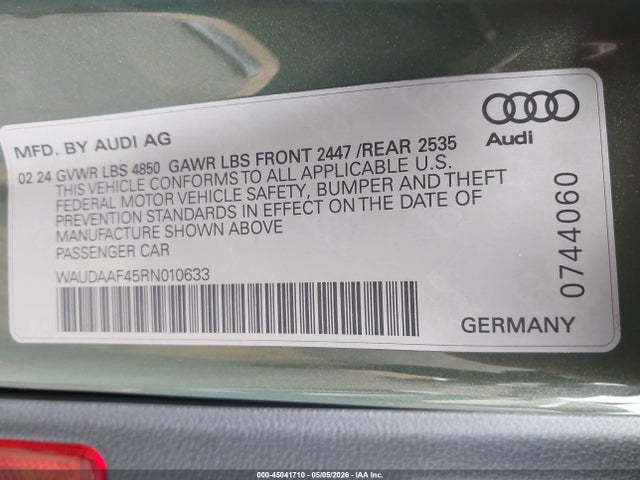 WAUDAAF45RN010633 Audi A4 Premium 45 Tfsi S Line Quattro S Tronic