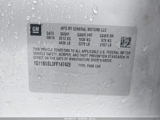 Auction sale of the 2015 Chevrolet Malibu Ls, vin: 1G11B5SL3FF147429, lot number: 45041747