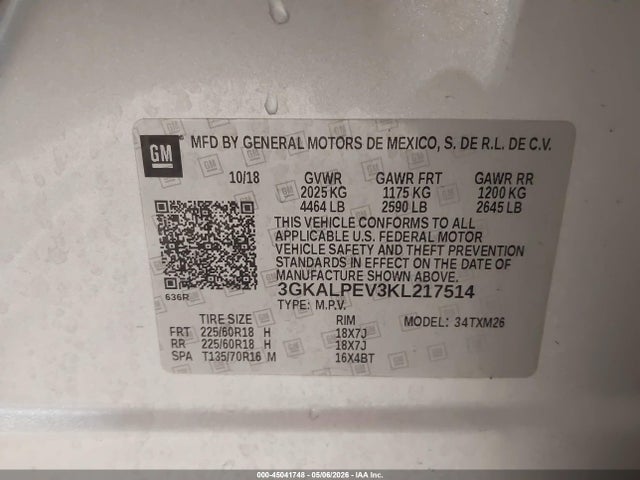 Aukcja sprzedaży 2019 Gmc Terrain Slt, vin: 3GKALPEV3KL217514, numer aukcji: 45041748