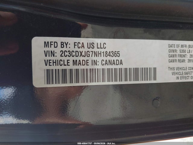 Продажа на аукционе авто 2022 Dodge Charger Sxt Awd, vin: 2C3CDXJG7NH184365, номер лота: 45041757