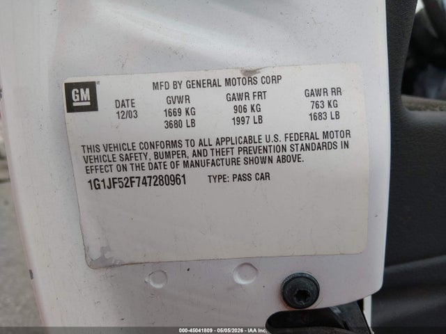 45041809 :رقم المزاد ، 1G1JF52F747280961 vin ، 2004 Chevrolet Cavalier Ls مزاد بيع