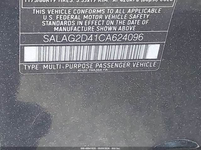 45041825 :رقم المزاد ، SALAG2D41CA624096 vin ، 2012 Land Rover Lr4 مزاد بيع