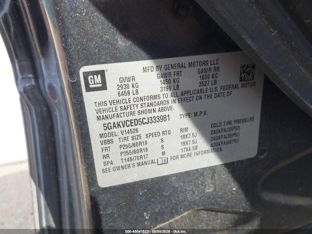 Aukcja sprzedaży 2012 Buick Enclave Leather, vin: 5GAKVCED5CJ333981, numer aukcji: 45041922