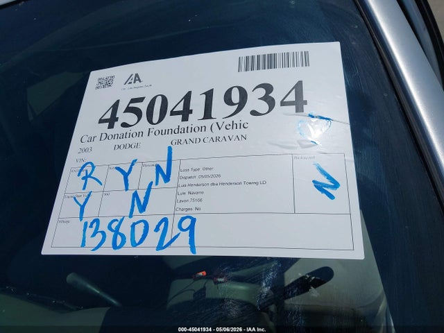 Aukcja sprzedaży 2003 Dodge Grand Caravan Sport, vin: 1D4GP44323B220404, numer aukcji: 45041934
