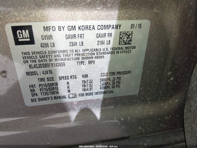 Продаж на аукціоні авто 2015 Buick Encore Premium, vin: KL4CJDSB9FB142659, номер лоту: 45041944