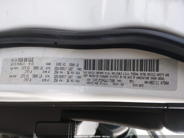 Aukcja sprzedaży 2016 Jeep Cherokee Latitude, vin: 1C4PJMCB4GW117586, numer aukcji: 45041950