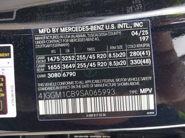 4JGGM1CB9SA065993 Mercedes-Benz Eqe 350 Suv 4matic