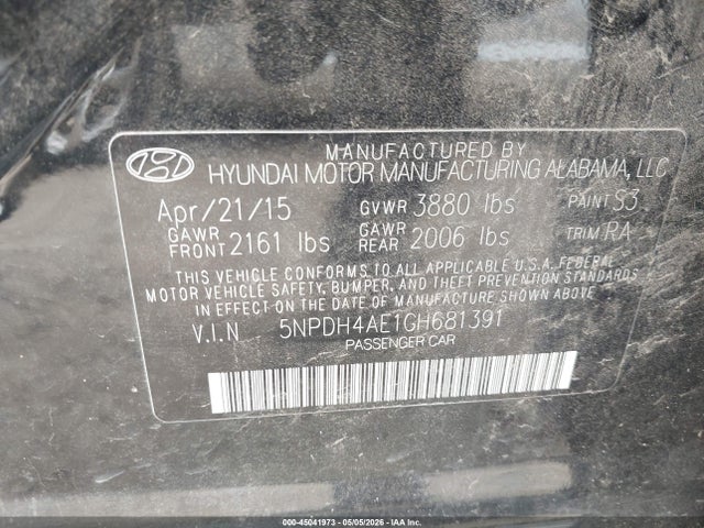 Hyundai ELANTRA SE 2016 5NPDH4AE1GH681391 Image 9