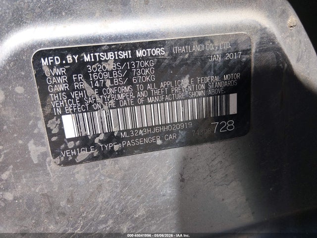 Mitsubishi MIRAGE ES 2017 ML32A3HJ6HH020919 Image 9