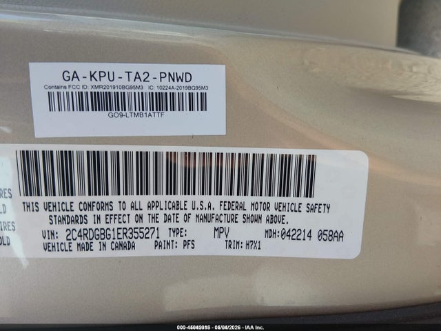 Продаж на аукціоні авто 2014 Dodge Grand Caravan Se, vin: 2C4RDGBG1ER355271, номер лоту: 45042015