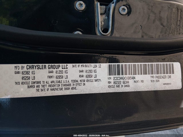 2012 Dodge Charger Police მანქანა იყიდება აუქციონზე, vin: 2C3CDXAGXCH305404, აუქციონის ნომერი: 45042032
