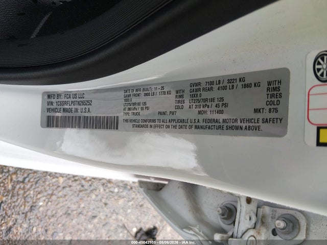 Продаж на аукціоні авто 2026 Ram 1500 Rebel  4x4 5'7 Box, vin: 1C6SRFLP0TN265252, номер лоту: 45042105