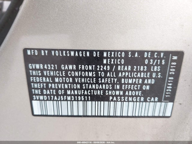 3VWD17AJ5FM319511 Volkswagen Jetta 1.8t Se