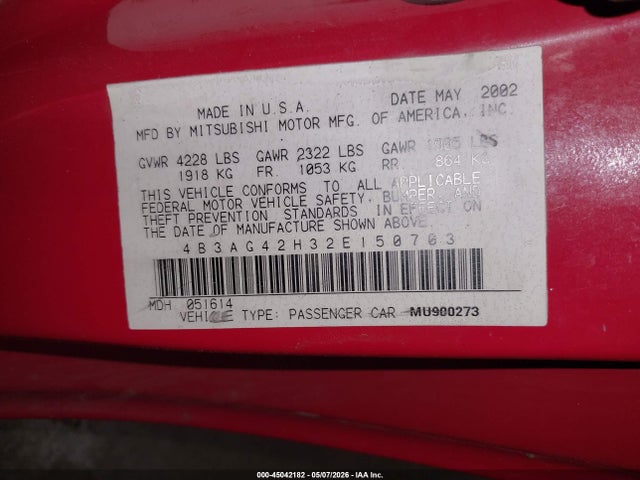 Продажа на аукционе авто 2002 Dodge Stratus Se, vin: 4B3AG42H32E150703, номер лота: 45042182