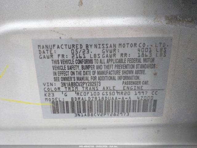 Aukcja sprzedaży 2023 Nissan Sentra Sv Xtronic Cvt, vin: 3N1AB8CV2PY282973, numer aukcji: 45042188