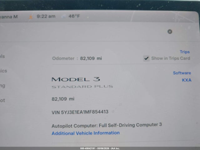 Tesla Model 3 Standard Range Plus Rear-wheel Drive 2021 5YJ3E1EA1MF854413 Image 7
