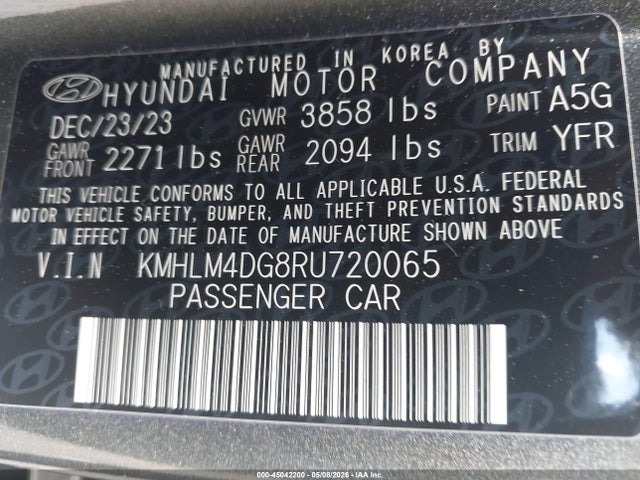 Продаж на аукціоні авто 2024 Hyundai Elantra Sel, vin: KMHLM4DG8RU720065, номер лоту: 45042200