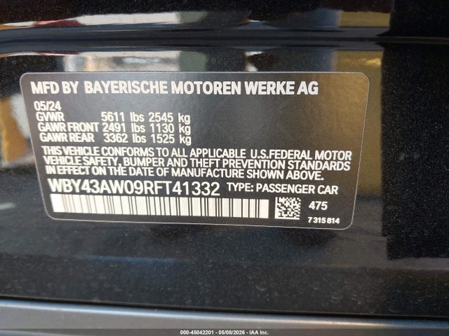WBY43AW09RFT41332 BMW I4 Gran Coupe Edrive35