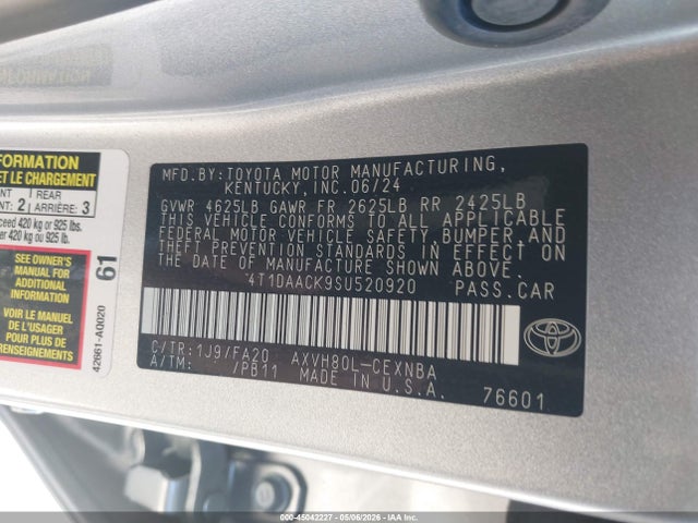 4T1DAACK9SU520920 Toyota CAMRY LE