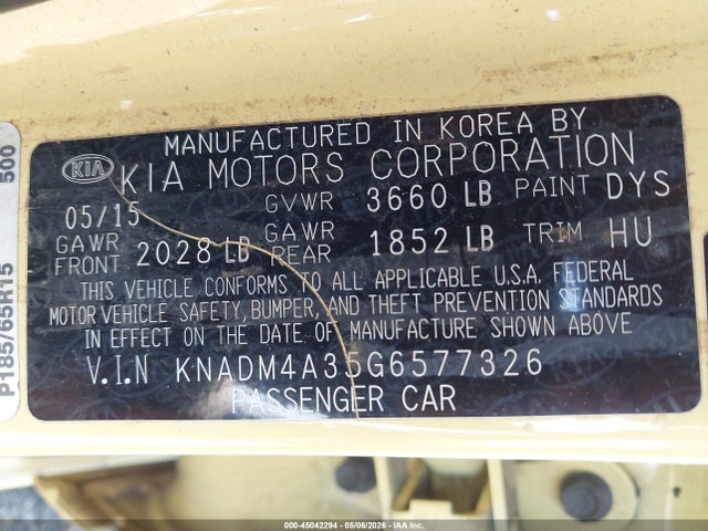 KIA RIO LX 2016 KNADM4A35G6577326 Image 9