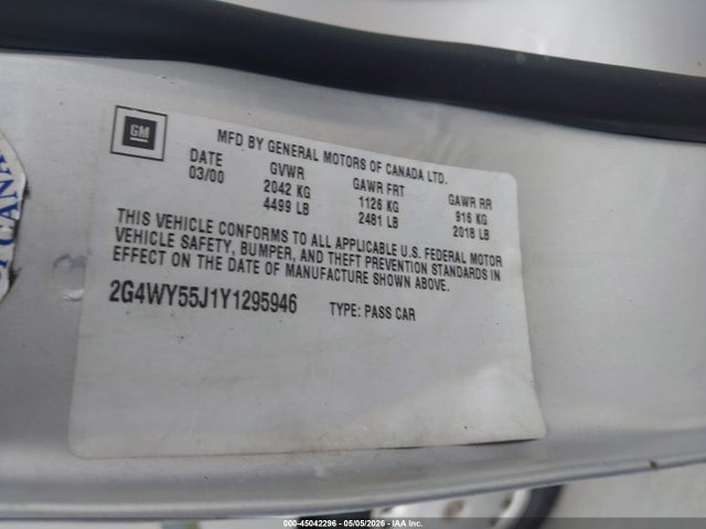 Продажа на аукционе авто 2000 Buick Century Limited, vin: 2G4WY55J1Y1295946, номер лота: 45042296