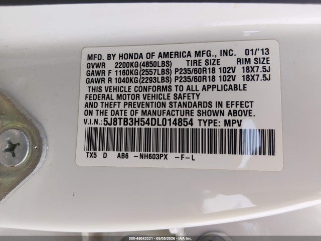 Продажа на аукционе авто 2013 Acura Rdx, vin: 5J8TB3H54DL014854, номер лота: 45042321