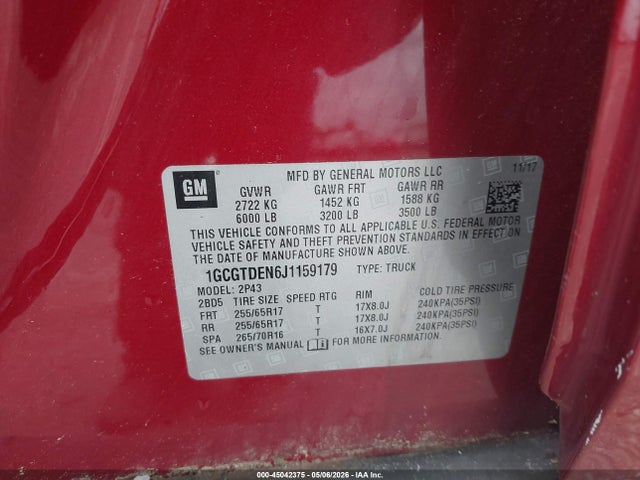 1GCGTDEN6J1159179 Chevrolet Colorado Z71