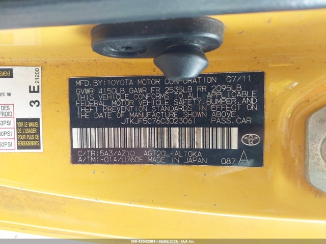 Aukcja sprzedaży 2012 Scion Tc Release Series 7.0, vin: JTKJF5C76C3023061, numer aukcji: 45042381