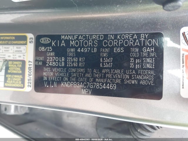 Продажа на аукционе авто 2016 Kia Sportage Lx, vin: KNDPB3AC7G7854469, номер лота: 45042383