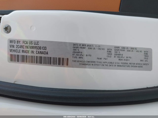 Chrysler Pacifica Hybrid Pinnacle 2021 2C4RC1N74MR536133 Image 9