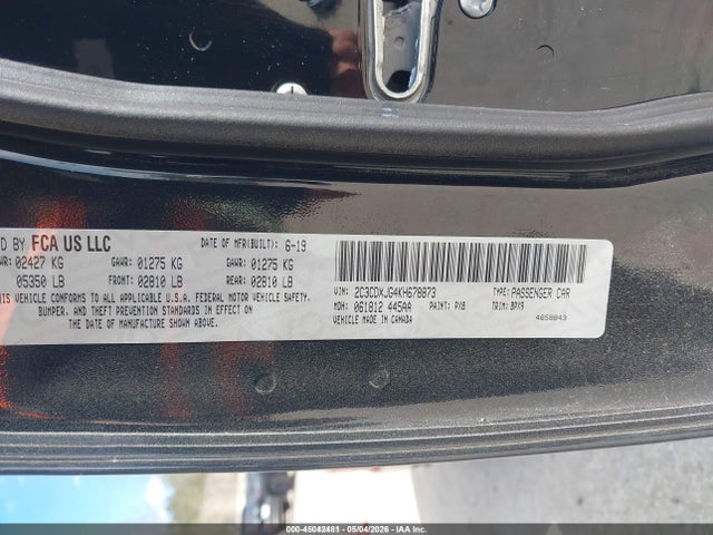 Продажа на аукционе авто 2019 Dodge Charger Sxt Awd, vin: 2C3CDXJG4KH678873, номер лота: 45042481