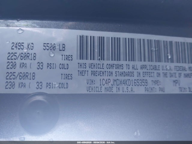 1C4PJMDX4KD165359 Jeep Cherokee Limited 4x4