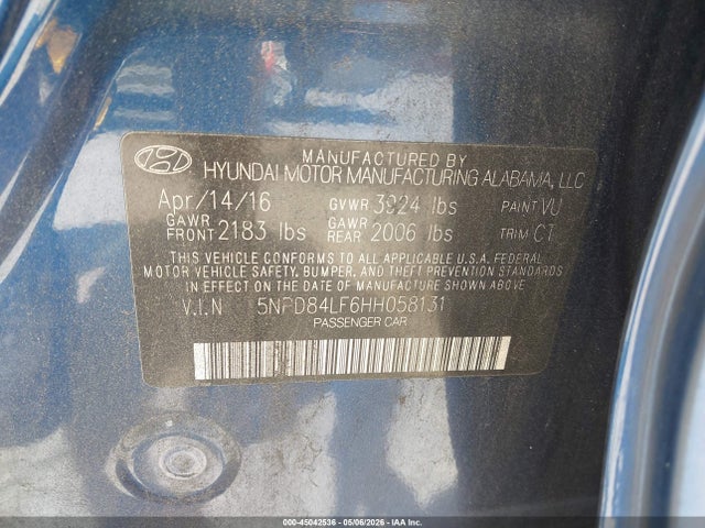 Продаж на аукціоні авто 2017 Hyundai Elantra Limited, vin: 5NPD84LF6HH058131, номер лоту: 45042536