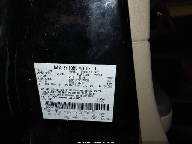 45042582 :رقم المزاد ، 1FMCU59H08KC44685 vin ، 2008 Ford Escape Hybrid مزاد بيع