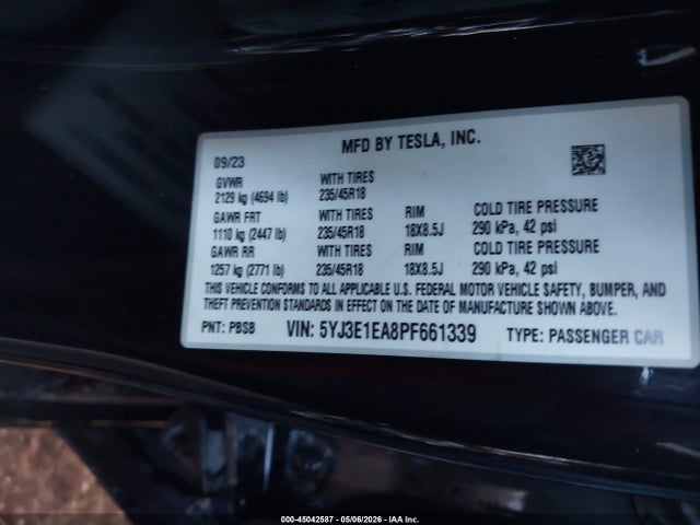 Tesla Model 3 Rear-wheel Drive 2023 5YJ3E1EA8PF661339 Image 9