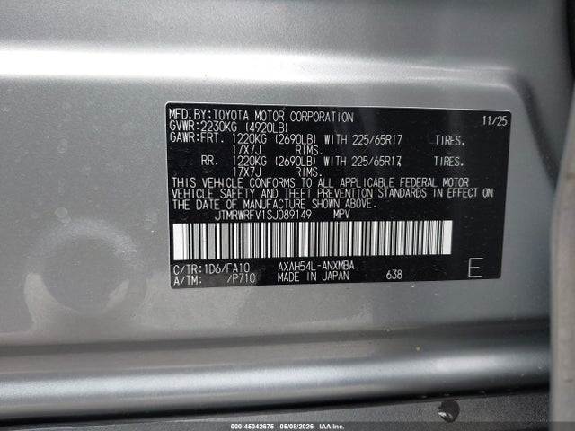 JTMRWRFV1SJ089149 Toyota Rav4 Hybrid Xle