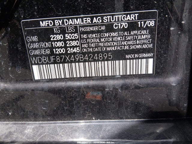Продаж на аукціоні авто 2009 Mercedes-benz E 350 4matic, vin: WDBUF87X49B424895, номер лоту: 45042721