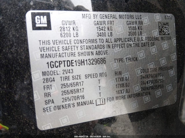 1GCPTDE19H1329686 Chevrolet Colorado Z71