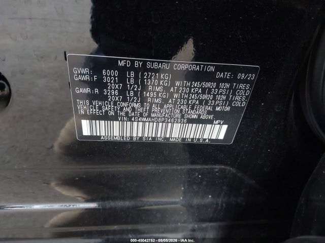 4S4WMAHD8P3462936 Subaru Ascent Onyx Edition 7-passenger