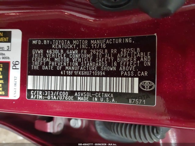 4T1BF1FK6HU710994 Toyota CAMRY LE