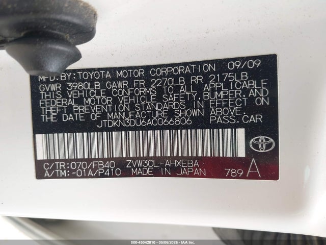 Продаж на аукціоні авто 2010 Toyota Prius Ii, vin: JTDKN3DU6A0066806, номер лоту: 45042810
