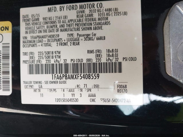 Ford Mustang V6 2015 1FA6P8AMXF5408559 Image 9