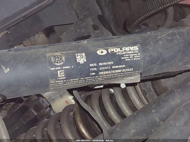 45042841 :رقم المزاد ، 3NSM4Z920NF352033 vin ، 2022 Polaris Rzr Pro Xp 4 Premium مزاد بيع