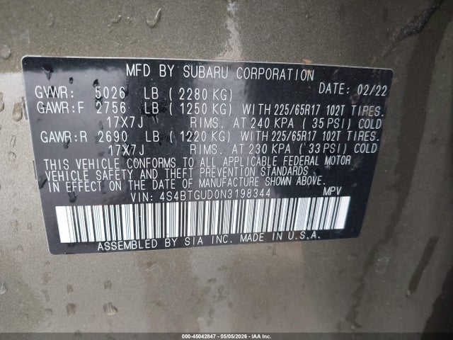 4S4BTGUD0N3198344 Subaru Outback Wilderness
