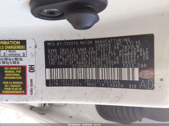 Toyota Corolla S Plus 2016 2T1BURHE8GC569437 Image 9